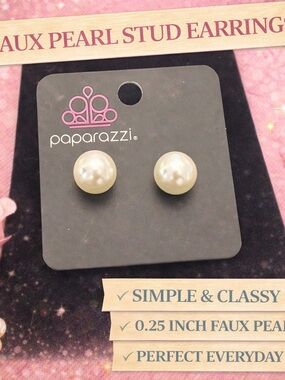 Paparazzi Cream Faux Pearl Stud Earrings - Classic Round Duo